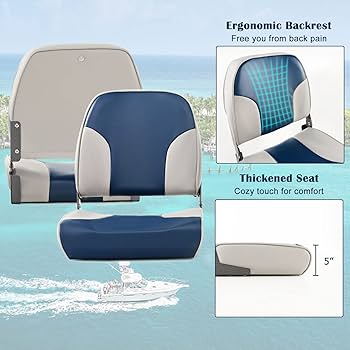 Goplus Low/High Back Boat Seats, Folding Boat Seat with